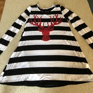 Holiday sparkle black & white tunic stripe top!